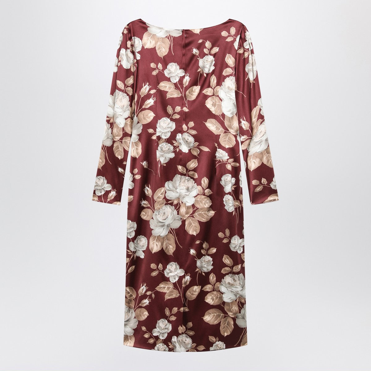 Dolce & Gabbana Dolce&Gabbana Burgundy satin dress with floral print Dolce & Gabbana