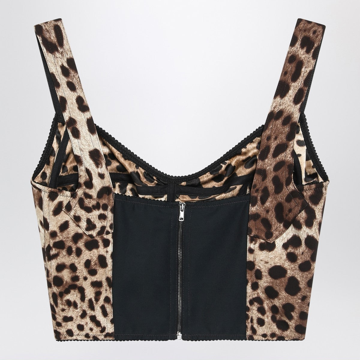 Dolce & Gabbana Dolce&Gabbana Charmeuse bustier with leopard print Dolce & Gabbana