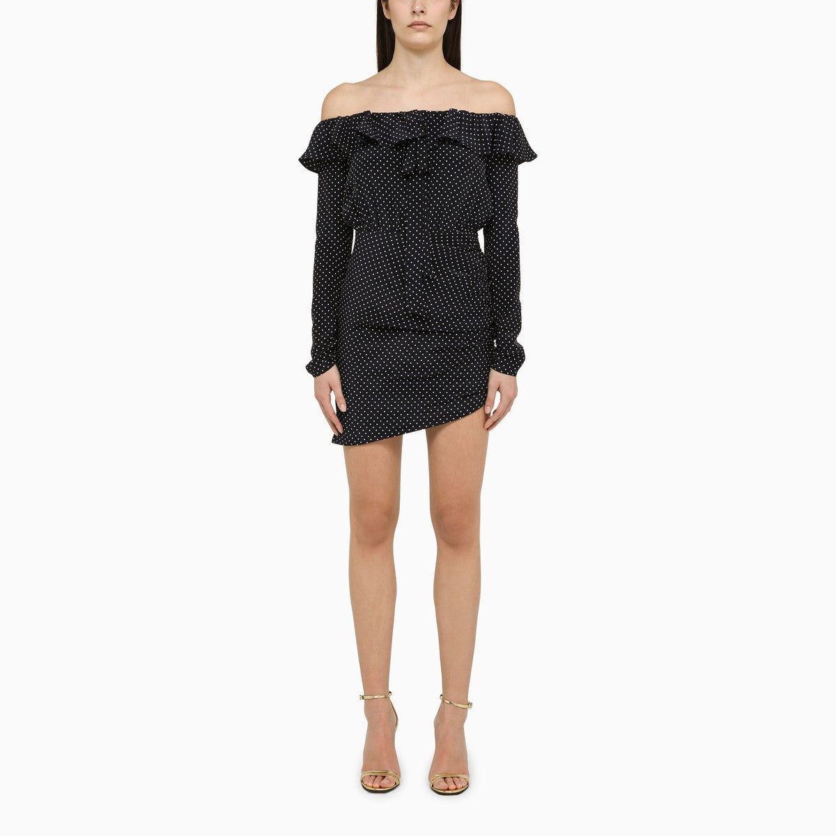 Alessandra Rich Blue silk minidress with white polka dots Alessandra Rich