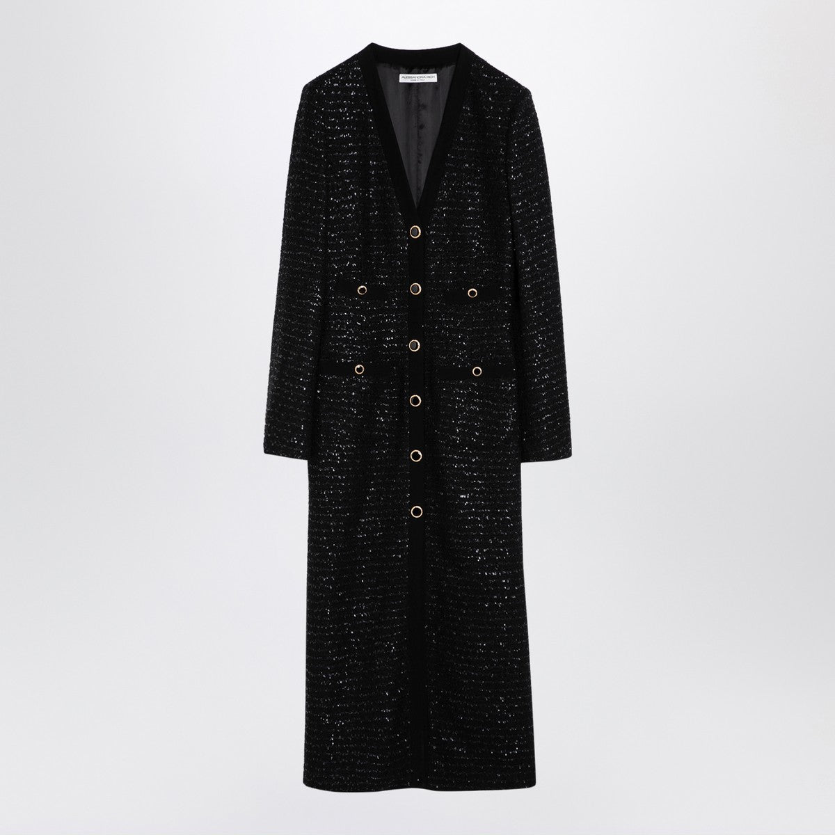 Alessandra Rich Black sequin tweed midi dress with buttons Alessandra Rich