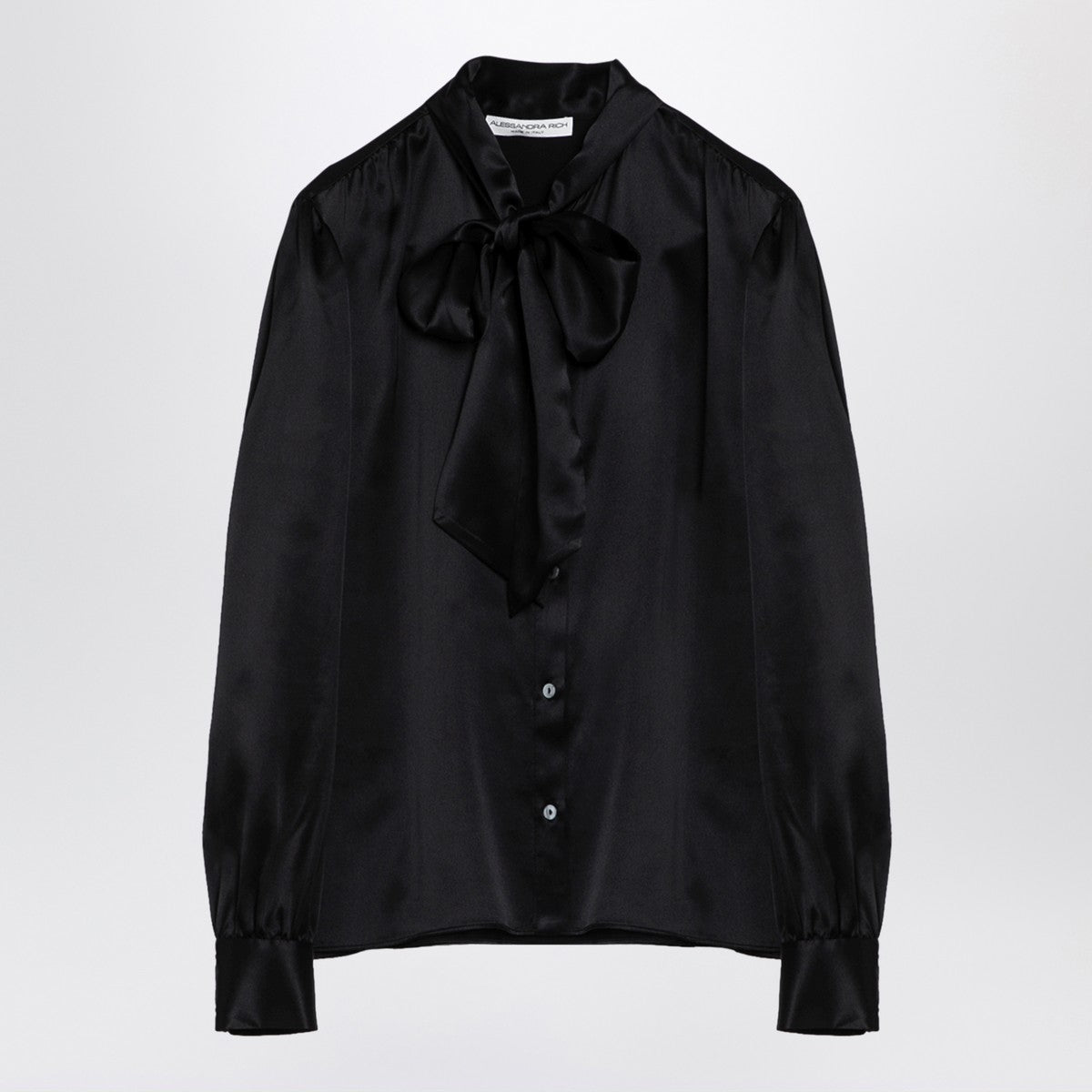 Alessandra Rich Black silk shirt with bow Alessandra Rich