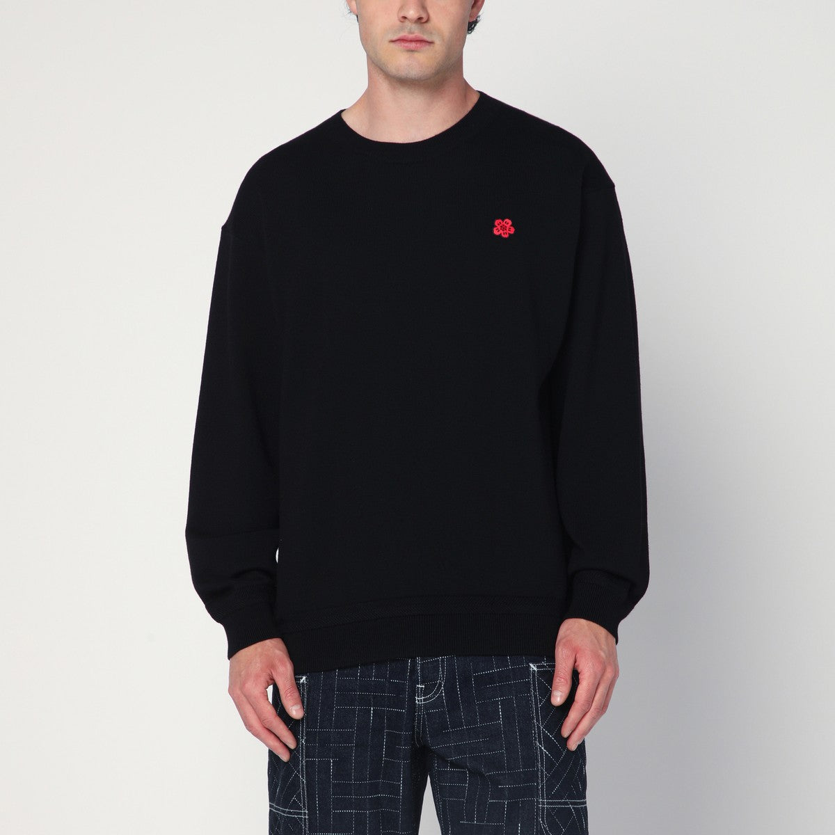 KENZO Black wool crew neck sweater Kenzo