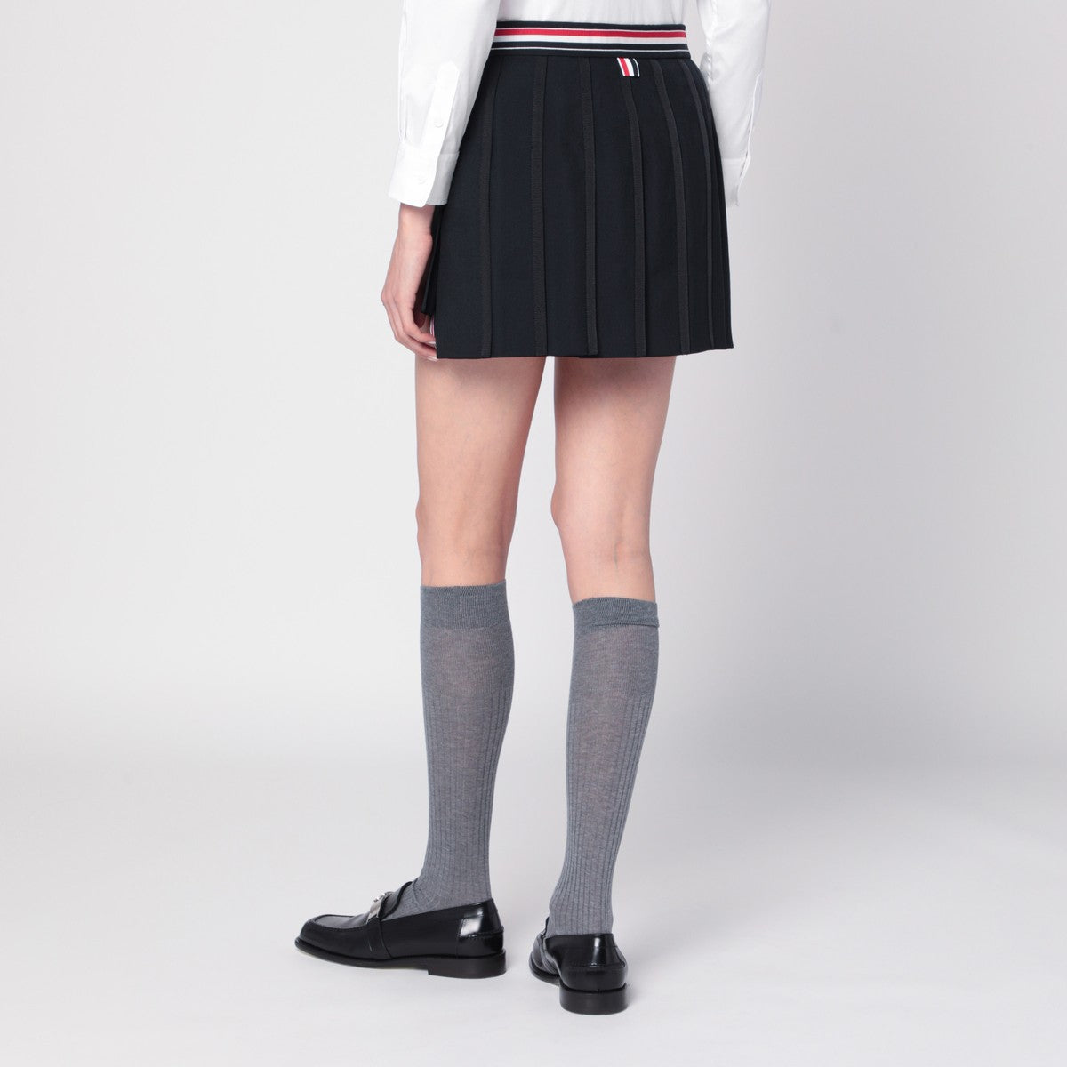 Thom Browne Black ruffled mini skirt in wool blend Thom Browne