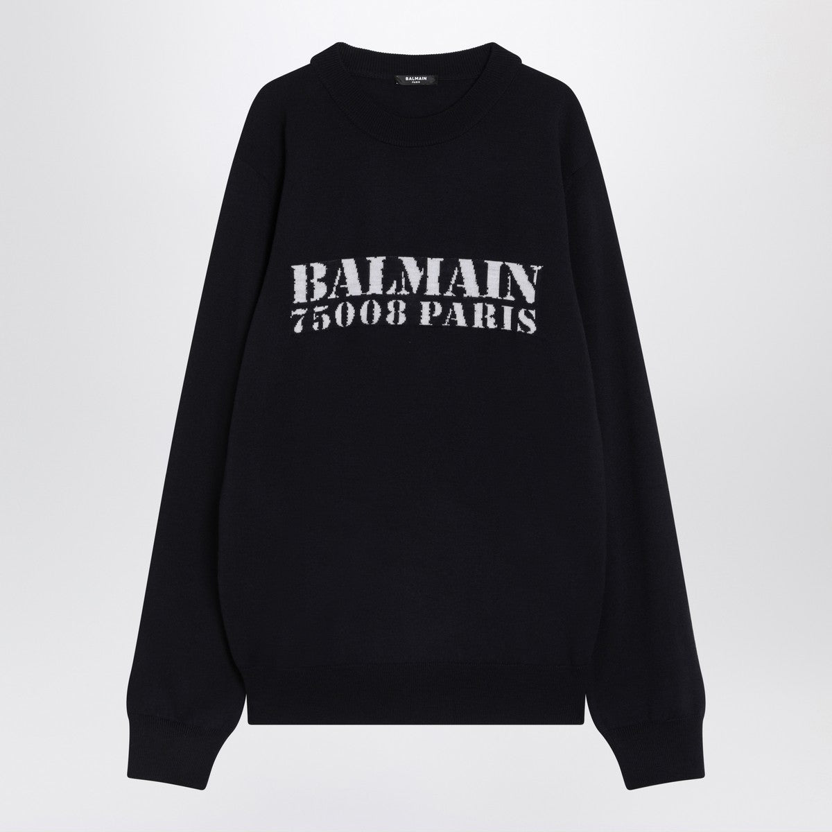 Balmain Blue wool sweater with logo Balmain
