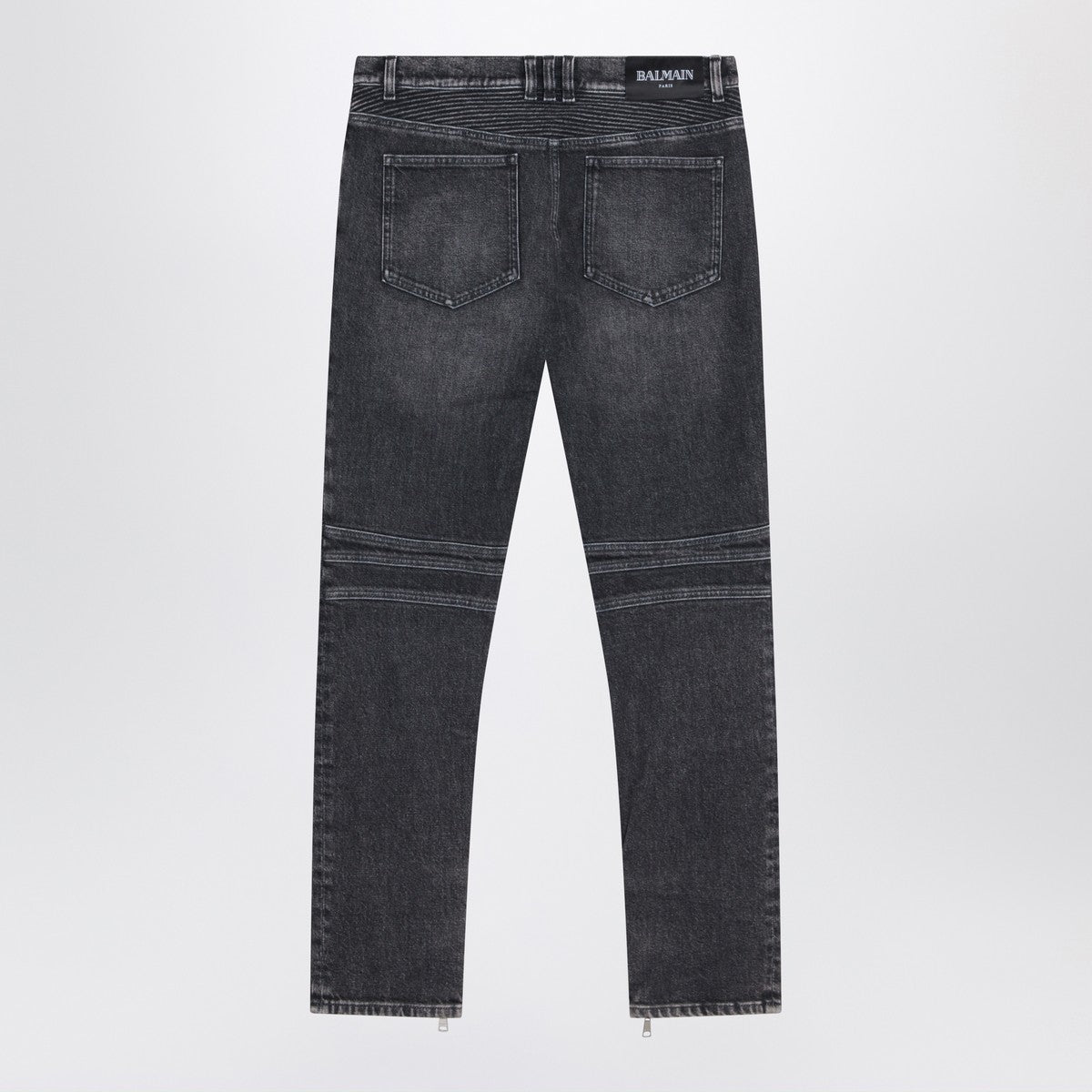 Balmain Grey washed slim biker jeans Balmain