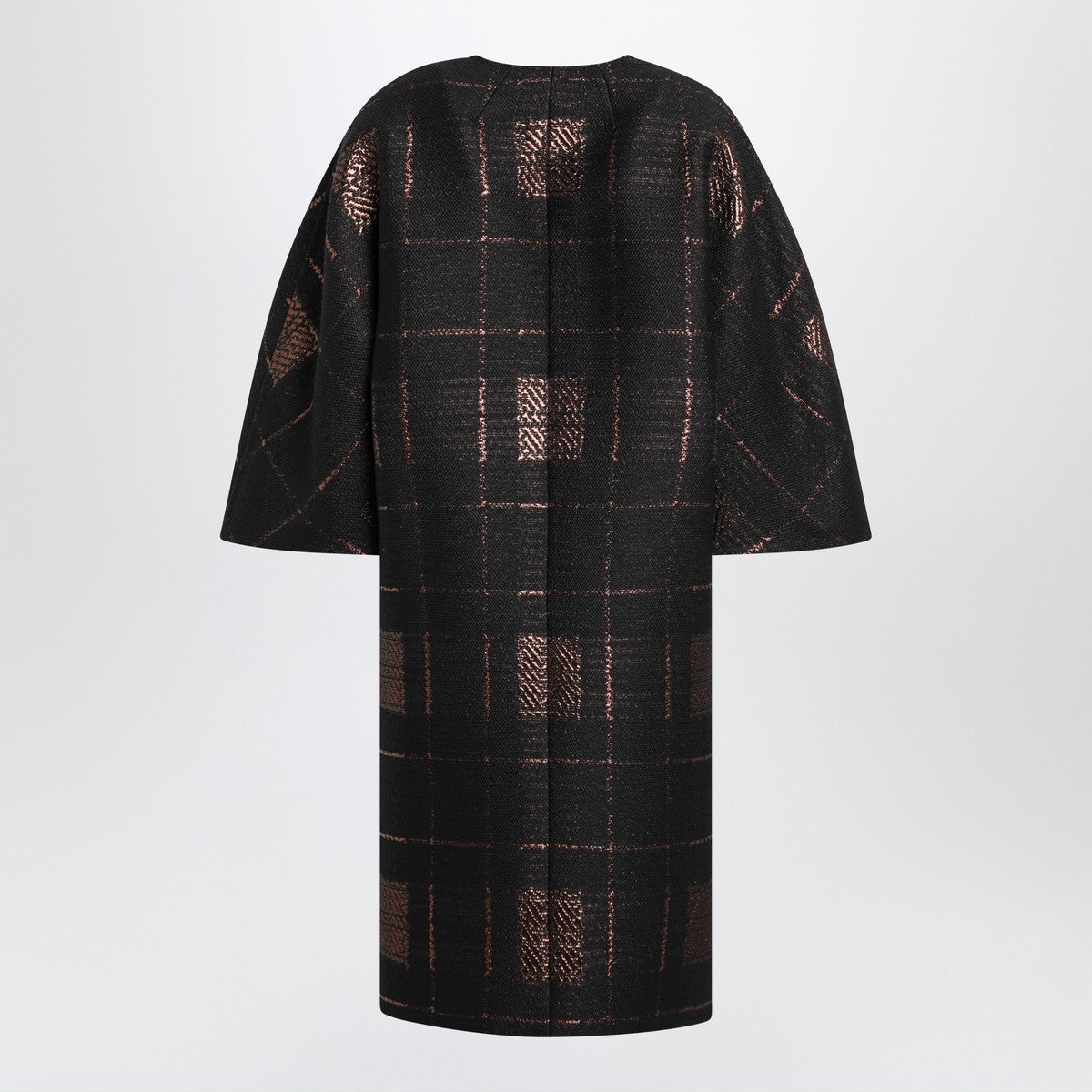 Max Mara Atelier Black cocoon coat in jacquard lamé Max Mara Atelier