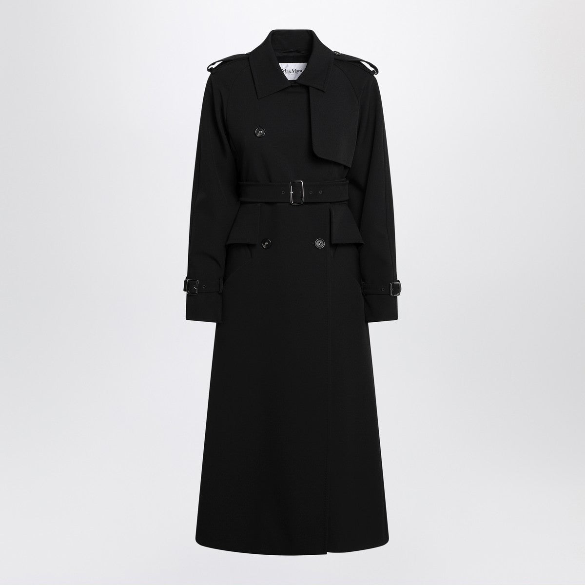 Max Mara Black long trench in sable Max Mara