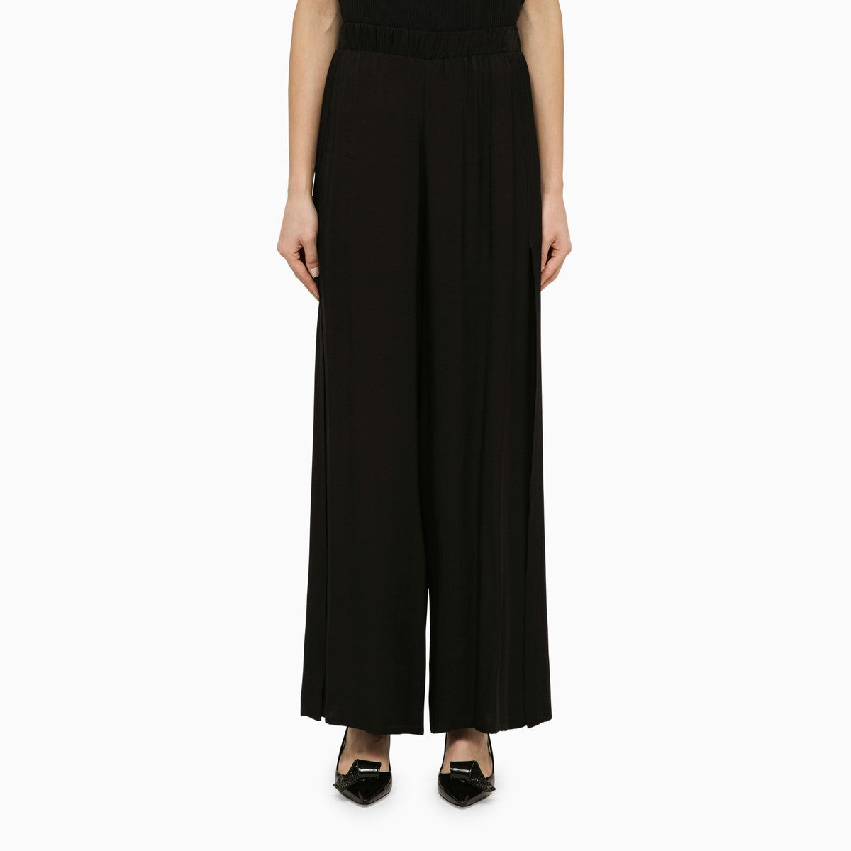 Federica Tosi Black viscose palazzo trousers Federica Tosi