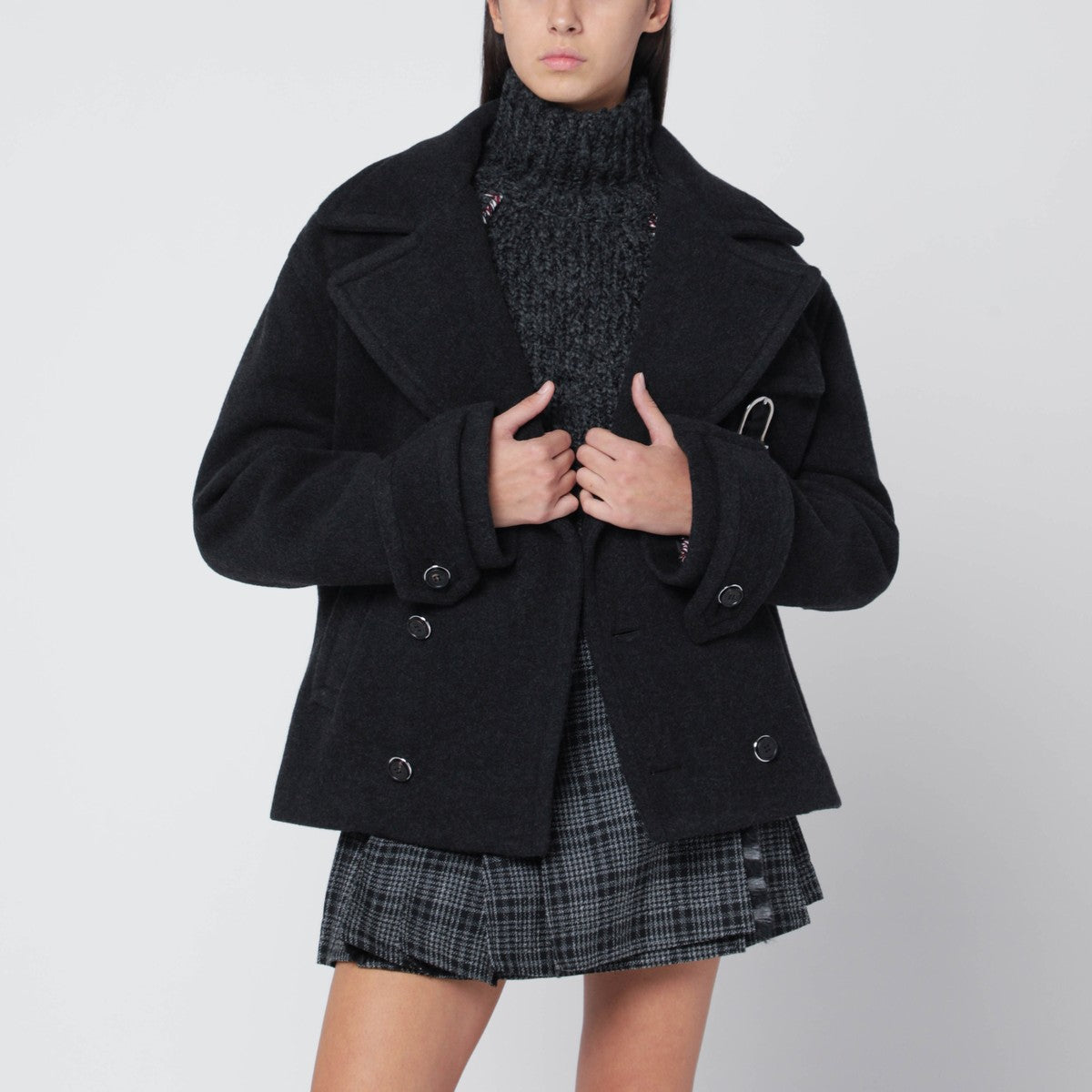 Durazzi Milano Dark grey mélange wool coat Durazzi Milano