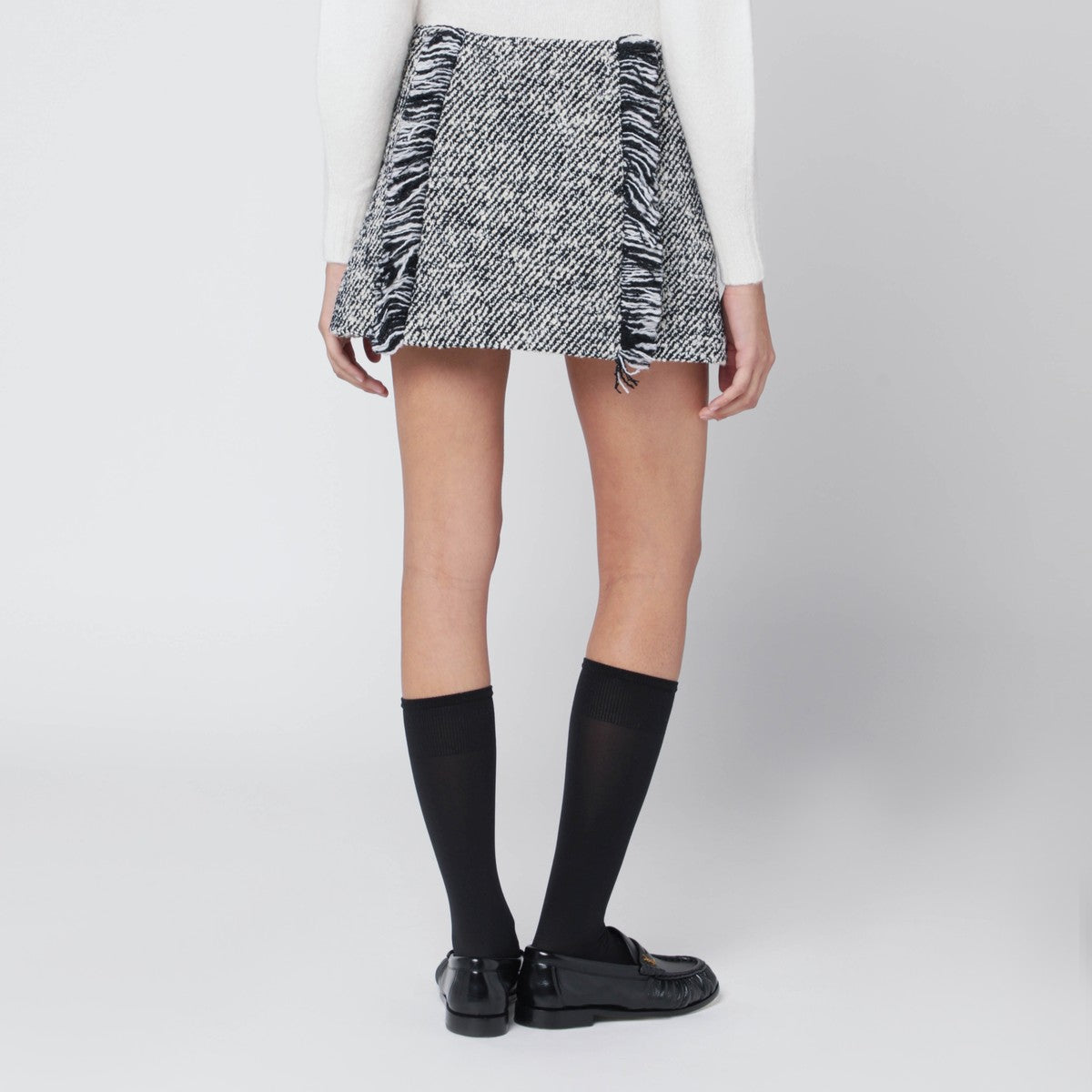 Durazzi Milano Black/white patterned wool-blend mini skirt Durazzi Milano