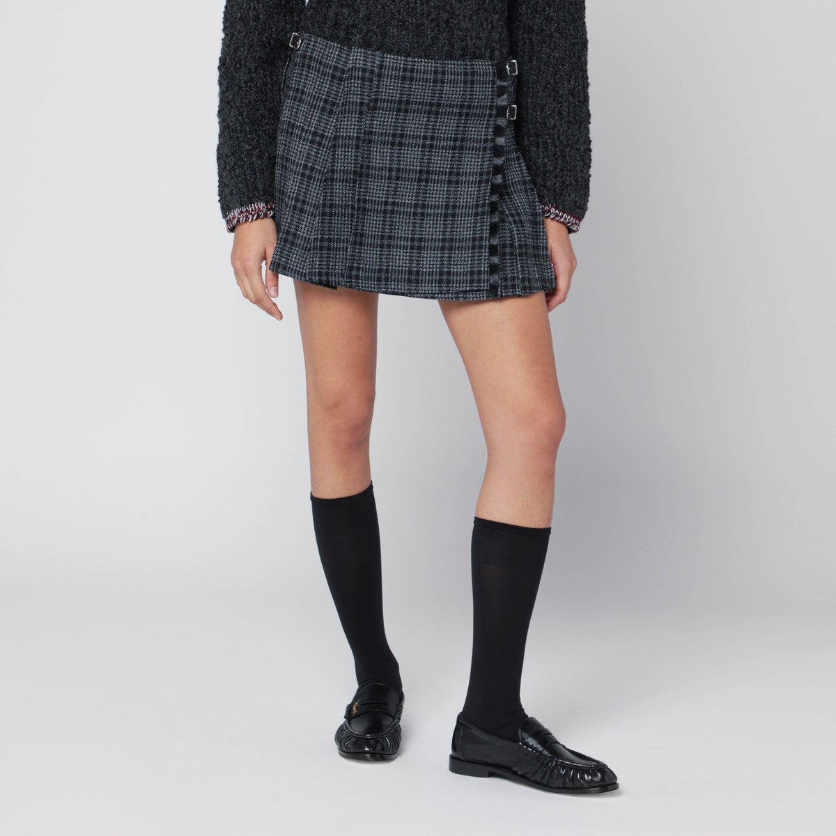 Durazzi Milano Black/white check kilt mini skirt Durazzi Milano