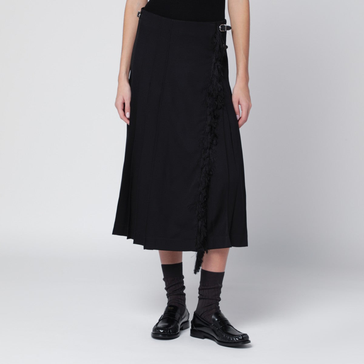 Durazzi Milano Black virgin wool wrap skirt Durazzi Milano