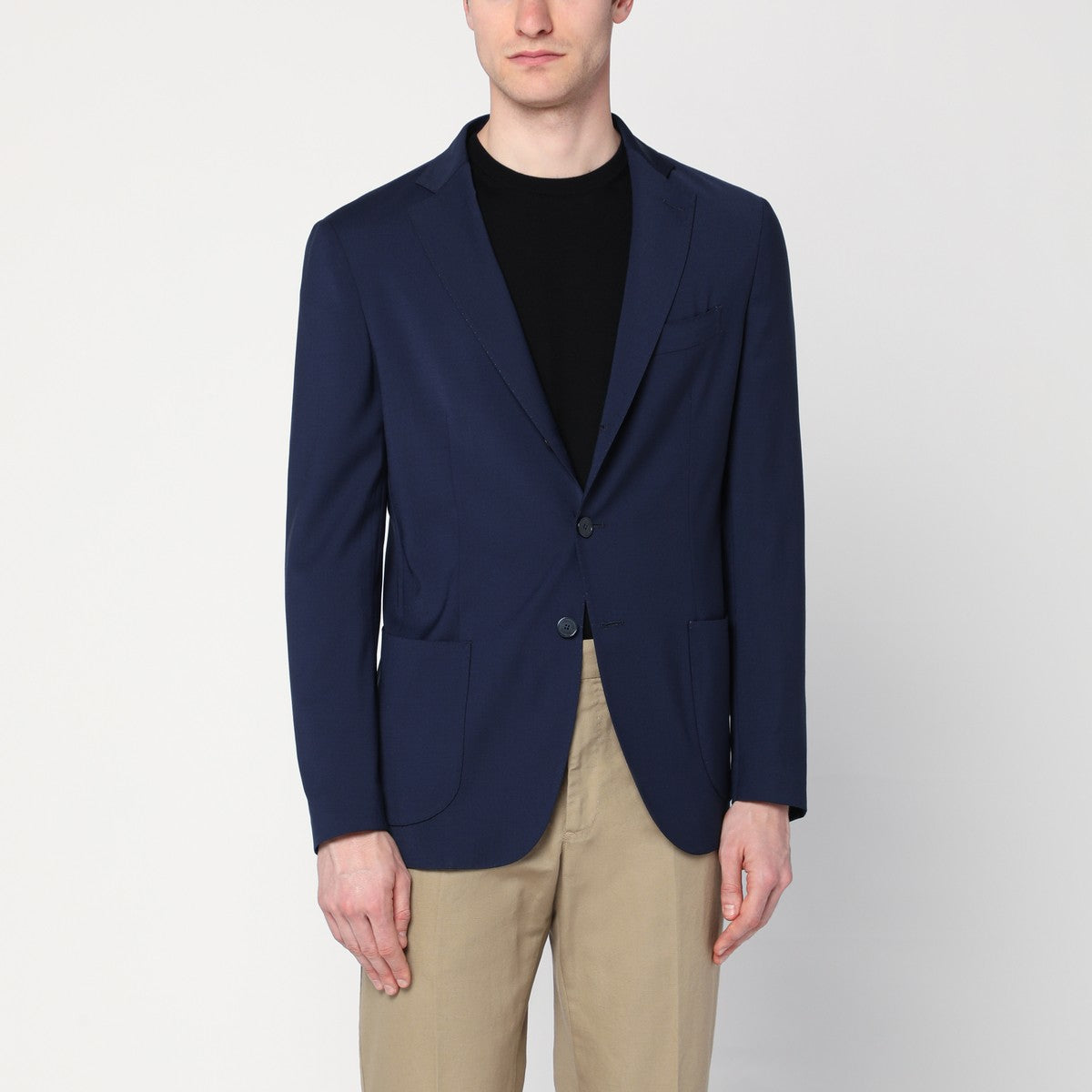 Santaniello Blue wool-blend single-breasted jacket Santaniello