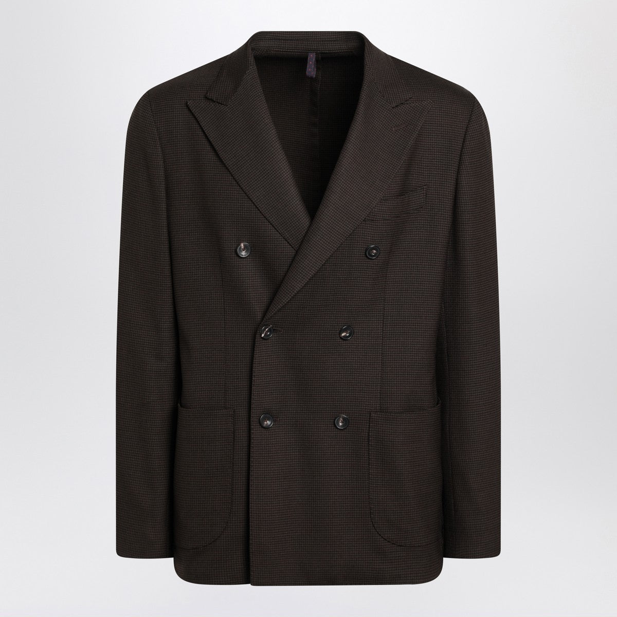 Santaniello Brown checked double breasted jacket Santaniello
