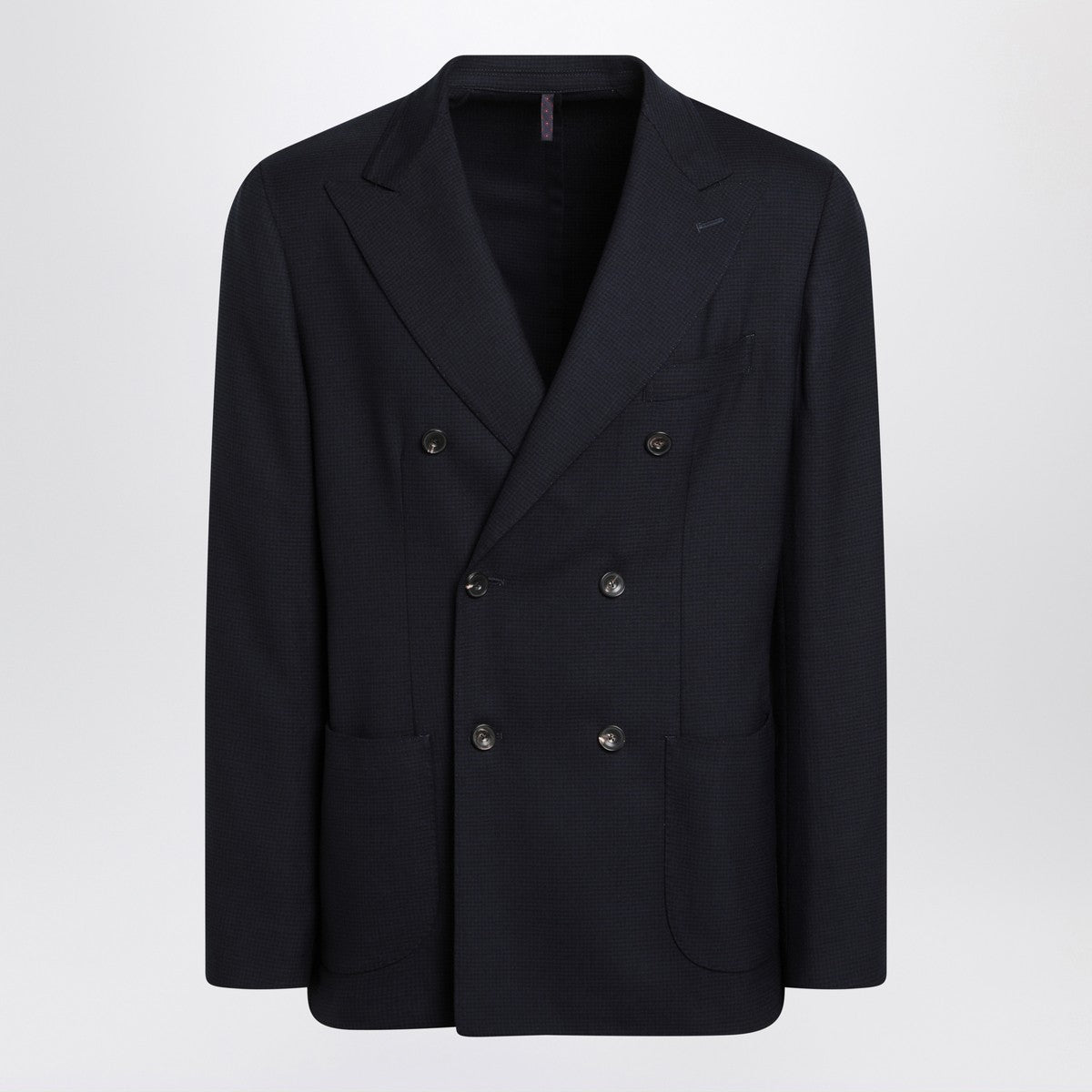 Santaniello Blue checked double breasted jacket Santaniello