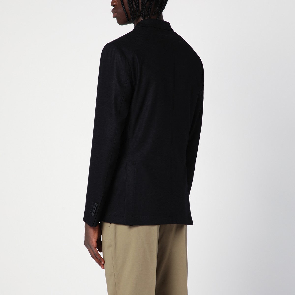 Santaniello Black wool-blend double-breasted jacket