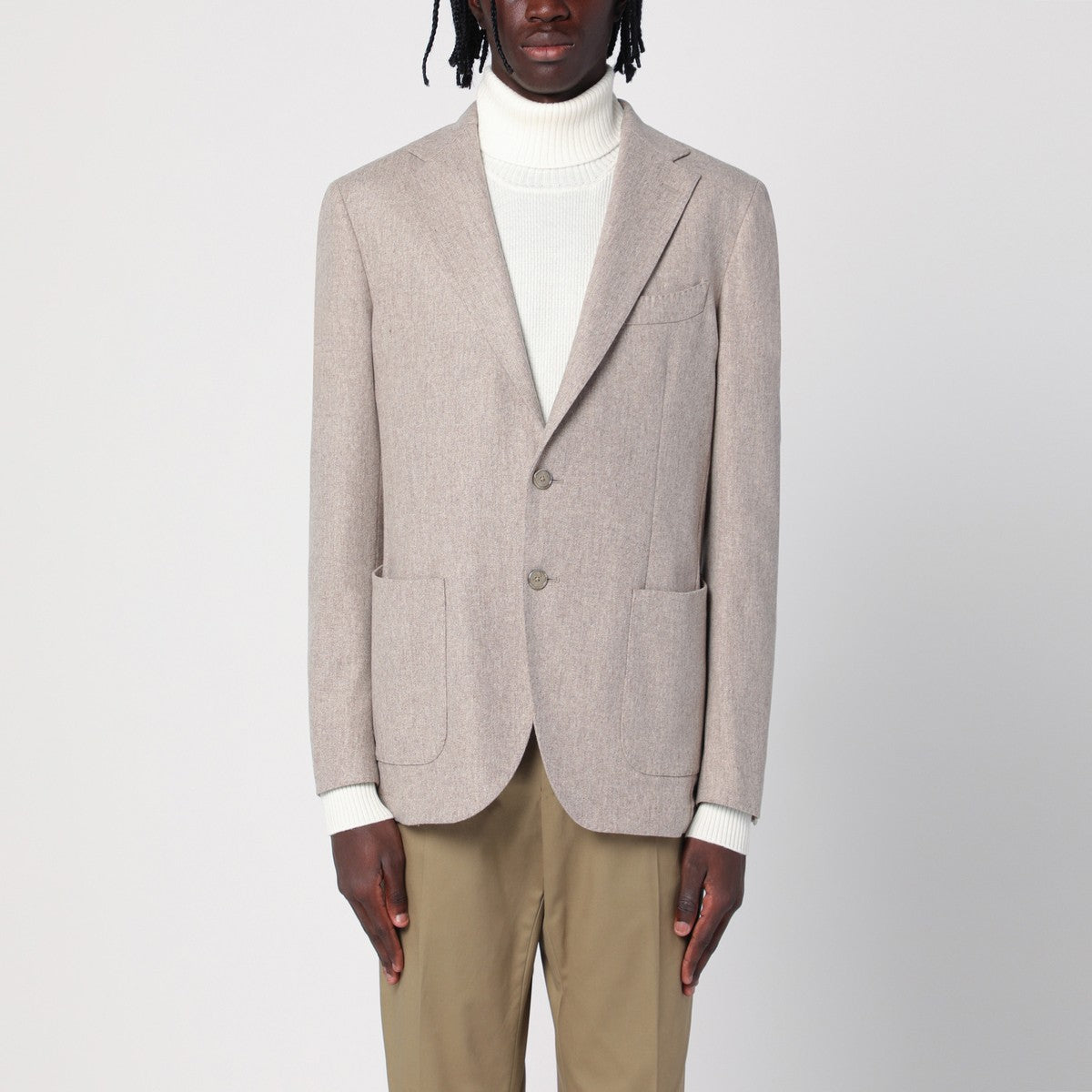 Santaniello Beige wool-blend single-breasted jacket Santaniello