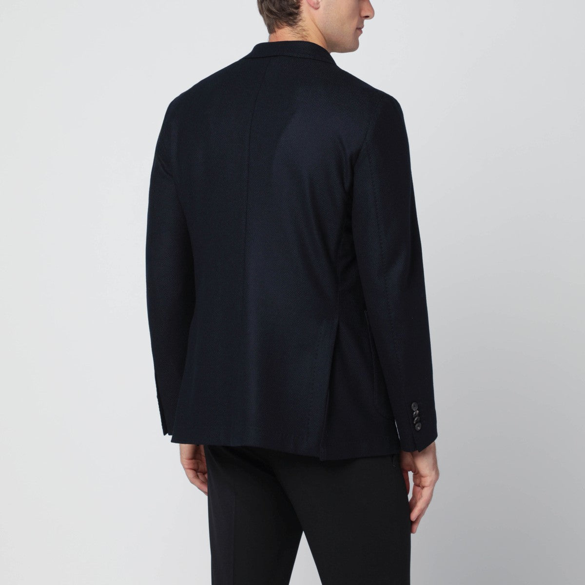 Santaniello Navy blue single-breasted wool jacket Santaniello
