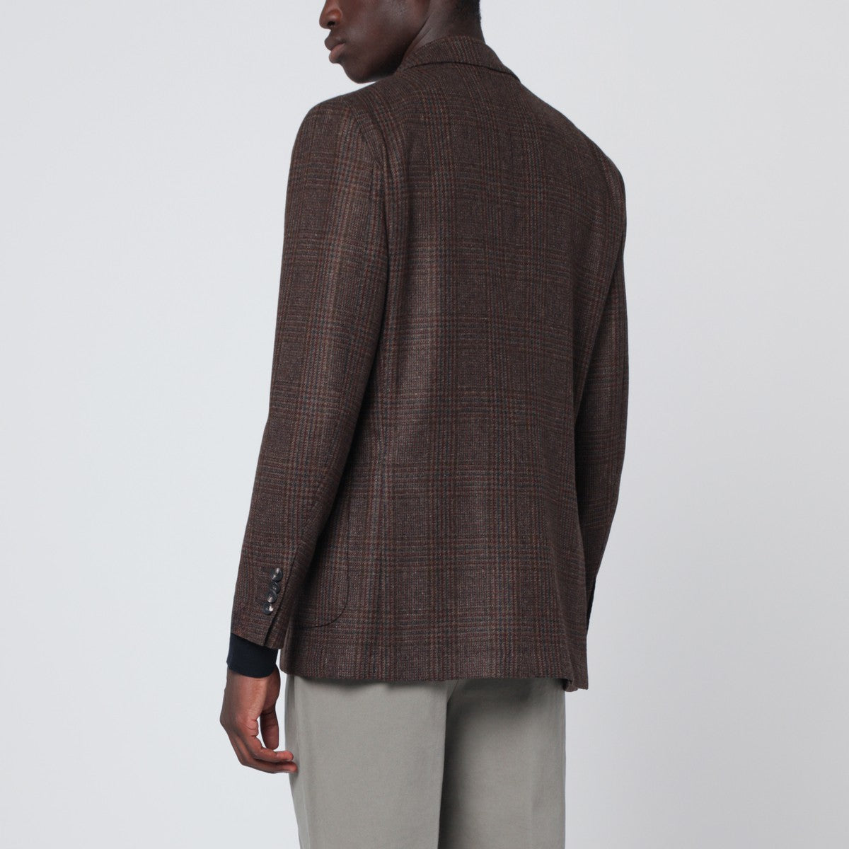 Santaniello Brown jacket in Prince of Wales check Santaniello