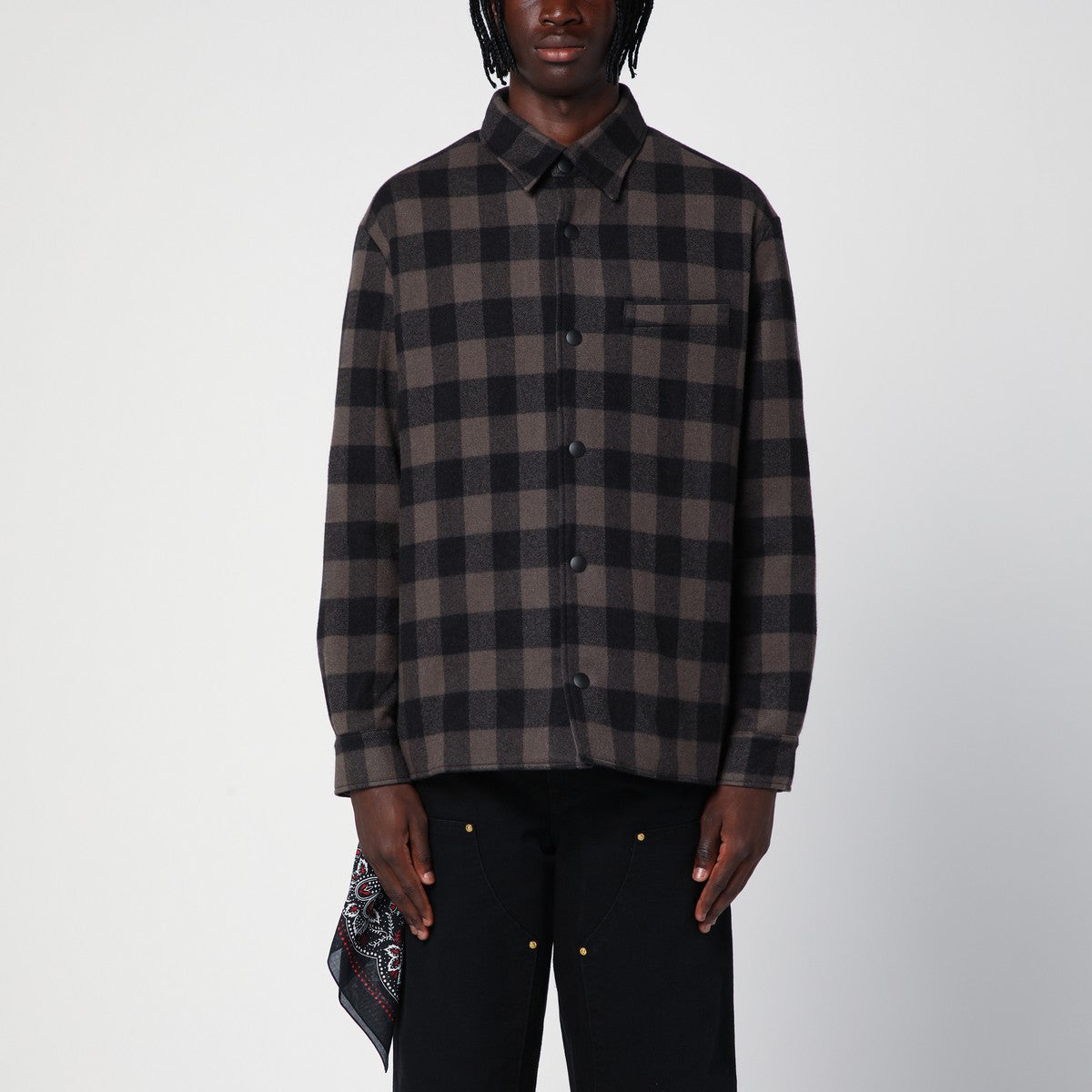 Destin Check pattern wool and cashmere overshirt Destin