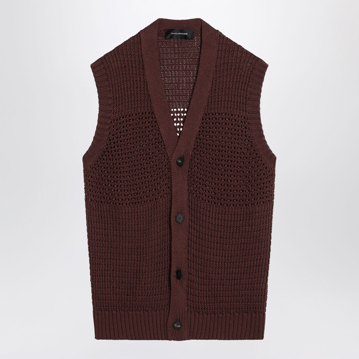 Tagliatore Brown perforated cotton vest Tagliatore