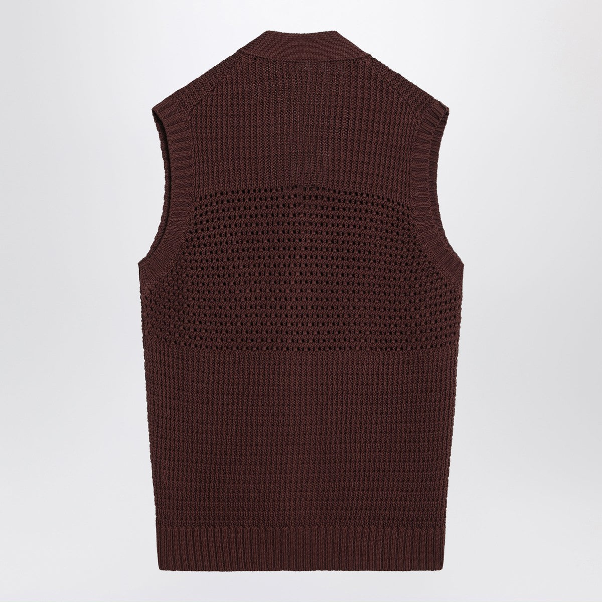 Tagliatore Brown perforated cotton vest Tagliatore