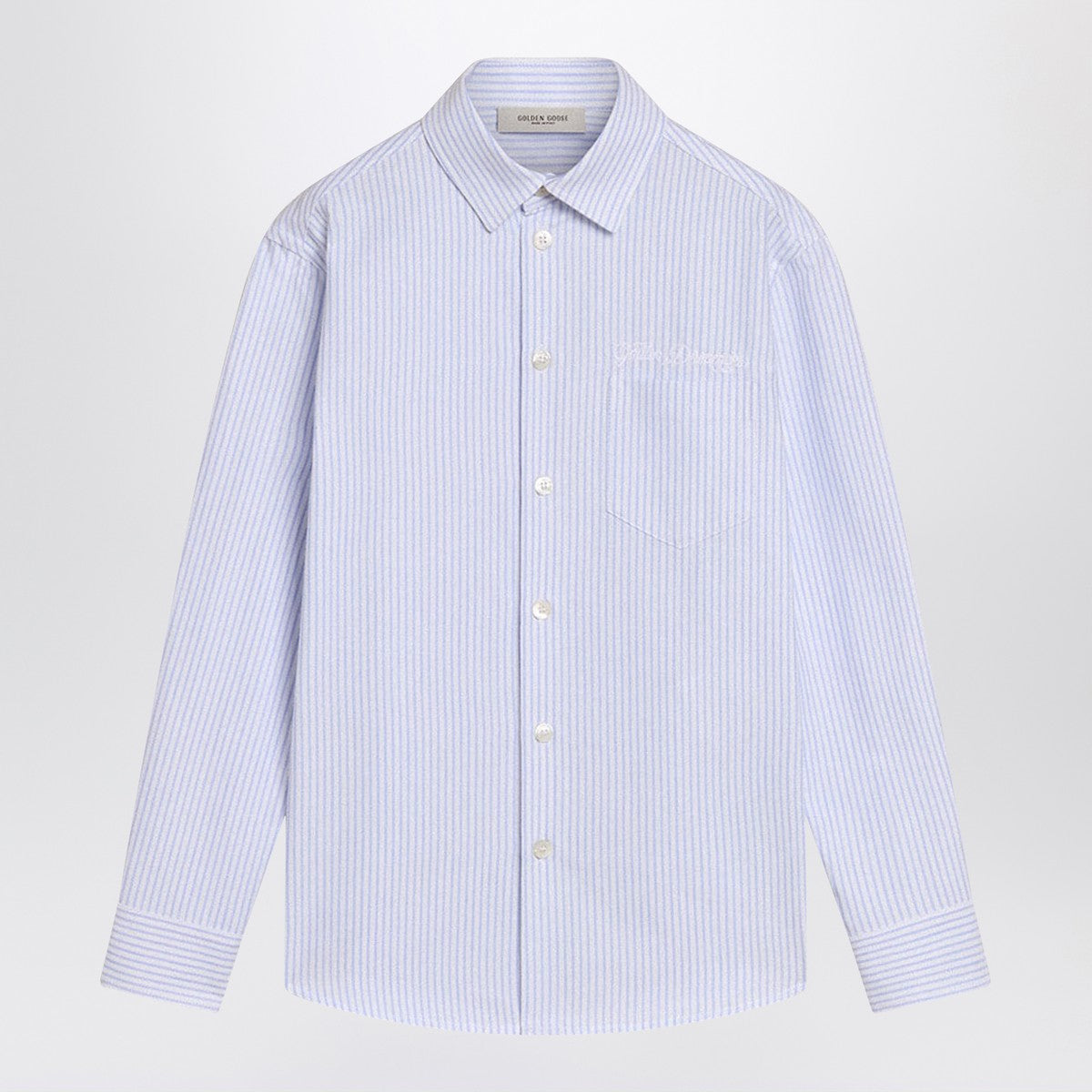 Golden Goose White/blue striped shirt with logo Golden Goose