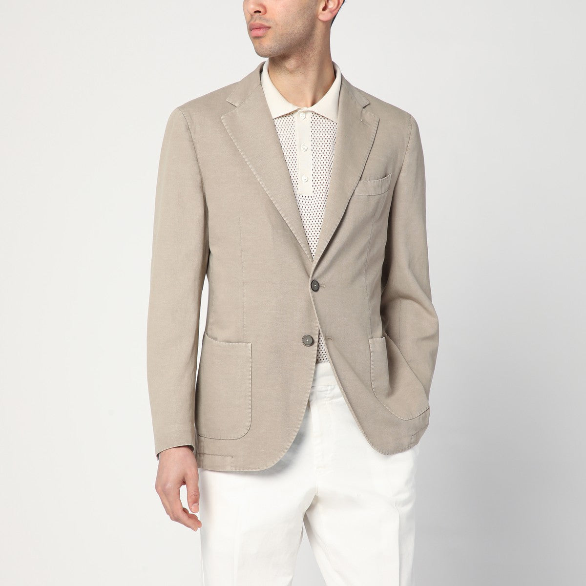 Santaniello Single-breasted jacket in dove grey Santaniello