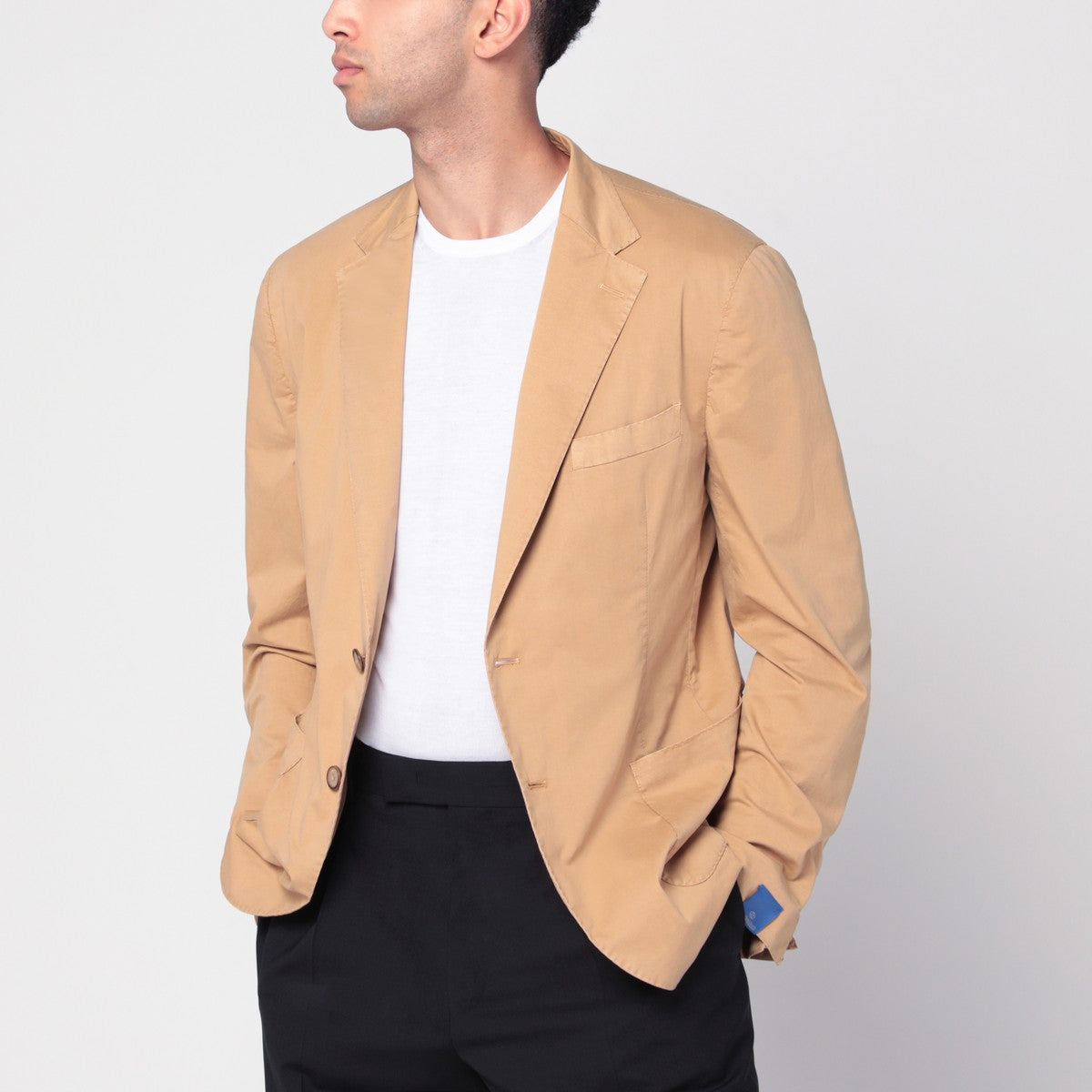 Santaniello Walnut-coloured single-breasted jacket in cotton Santaniello
