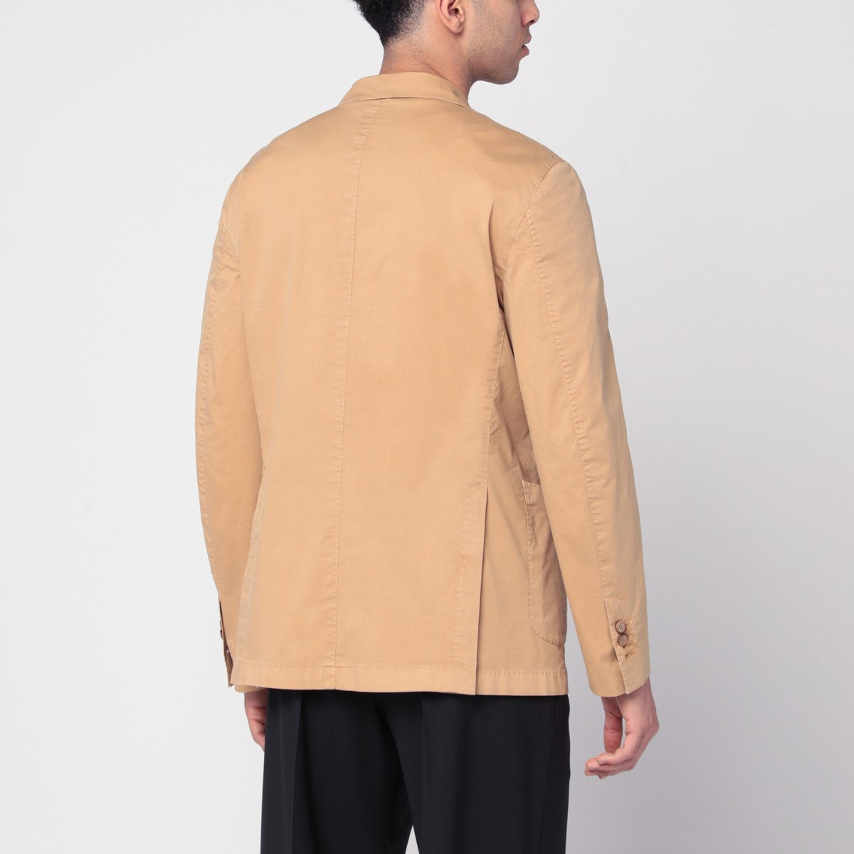 Santaniello Walnut-coloured single-breasted jacket in cotton Santaniello