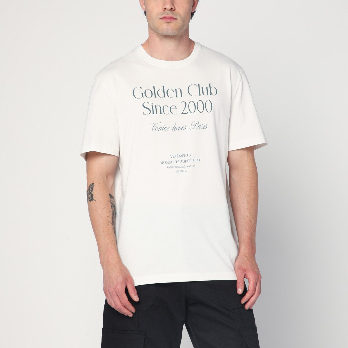 Golden Goose Ivory T-shirt with logo print Golden Goose