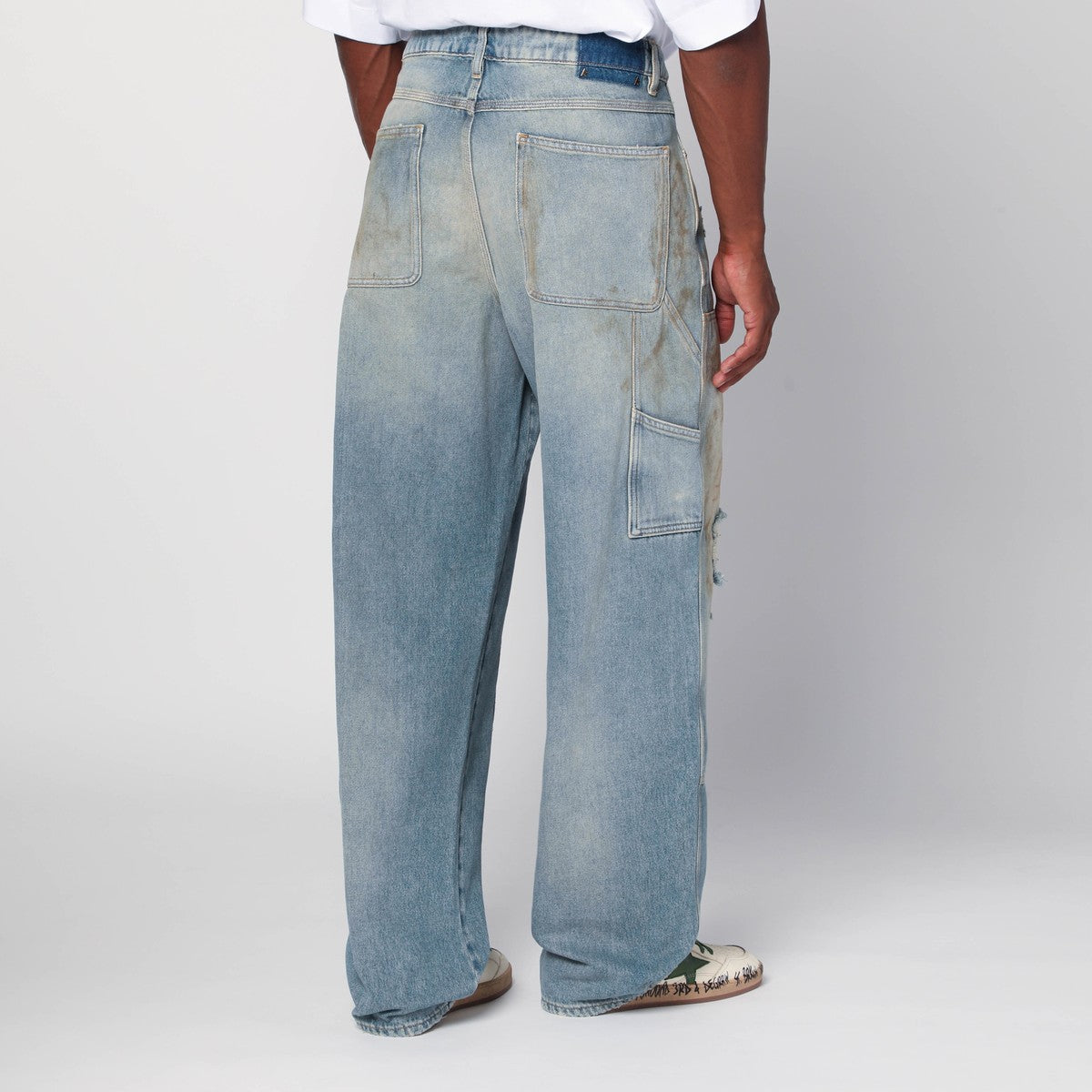 Golden Goose Light blue jeans with sand wash distressed effect Golden Goose