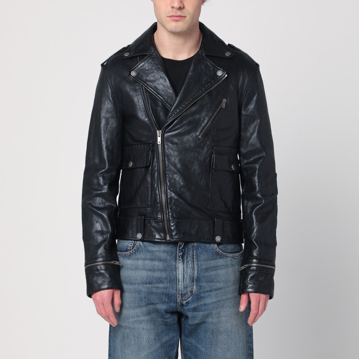 Golden Goose Black leather jacket with a glossy effect Golden Goose