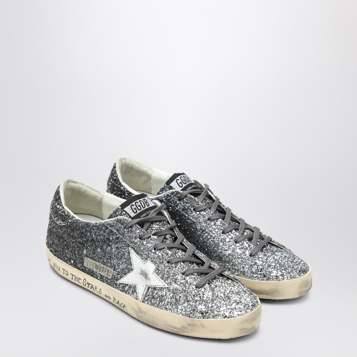 Golden Goose Silver/Black Glitter Super-Star Sneakers Golden Goose
