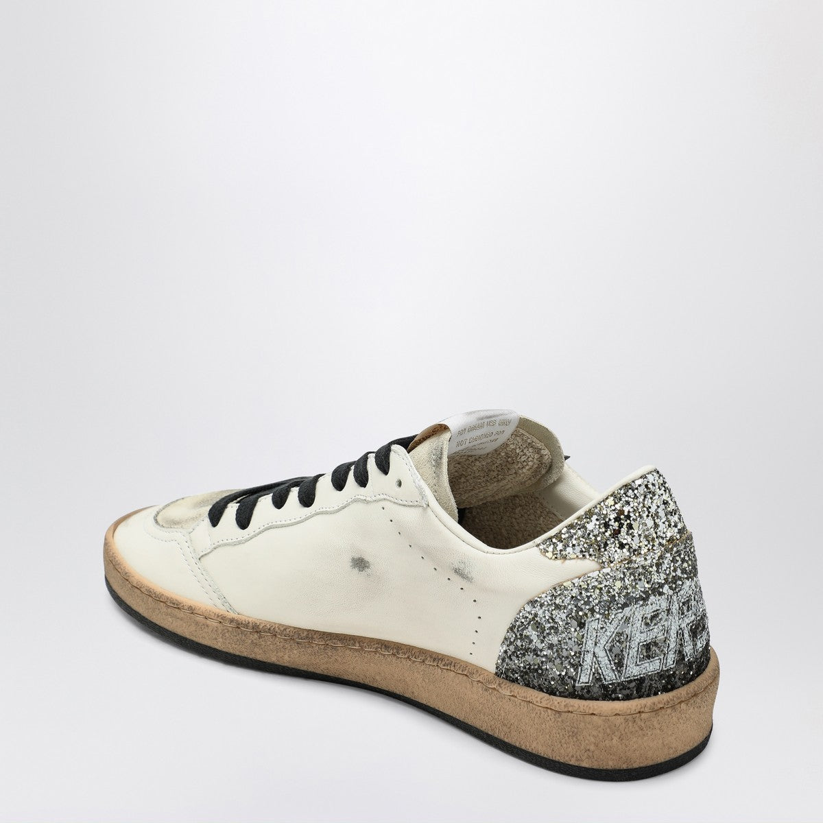 Golden Goose Silver/white Ballstar sneaker with glitter Golden Goose