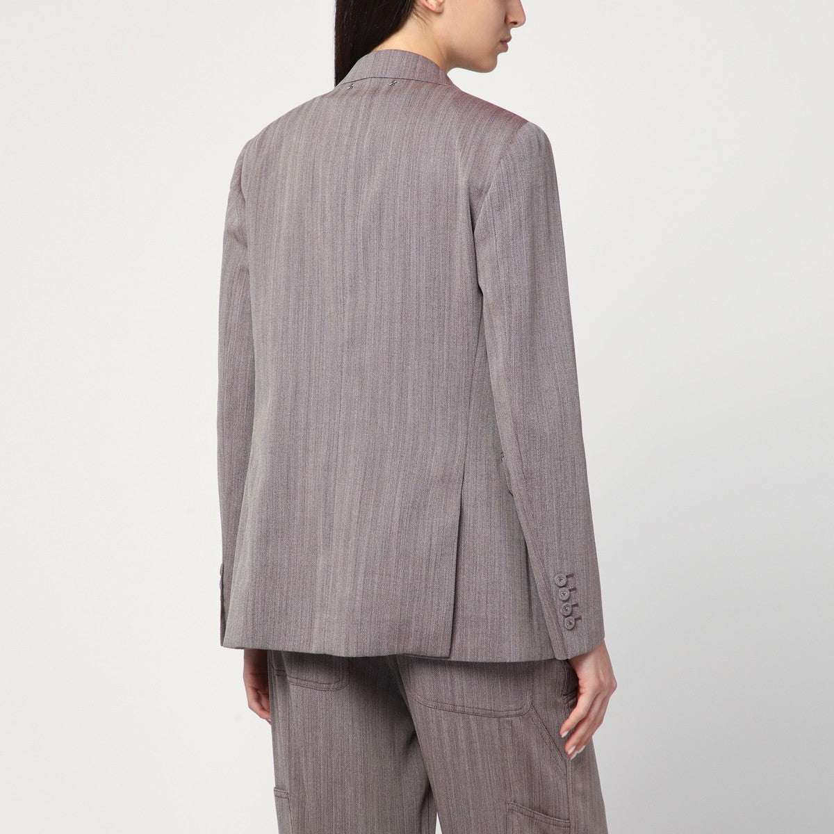 Golden Goose Light brown double-breasted jacket in chevron wool blend Golden Goose