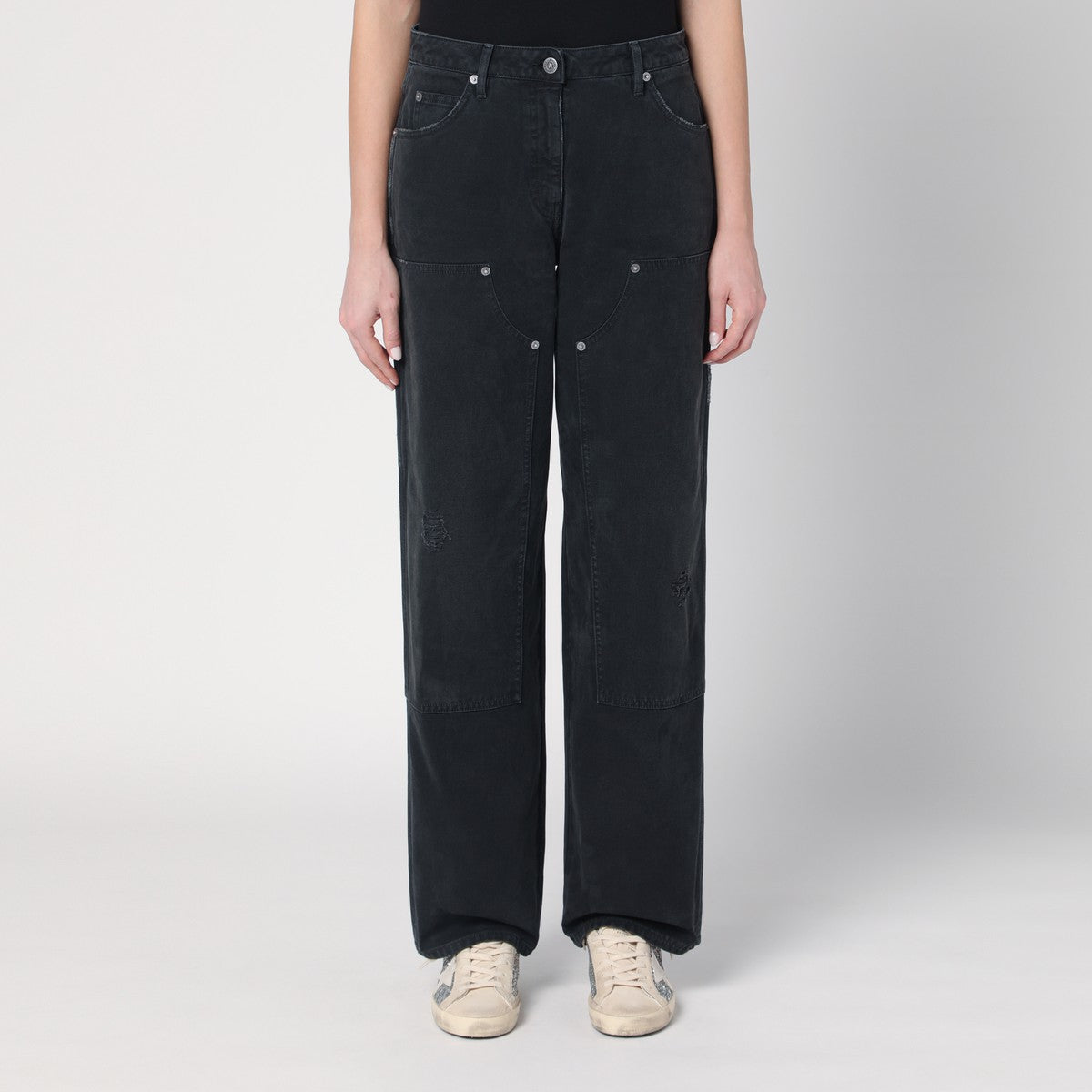 Golden Goose Wide black trousers in denim Golden Goose