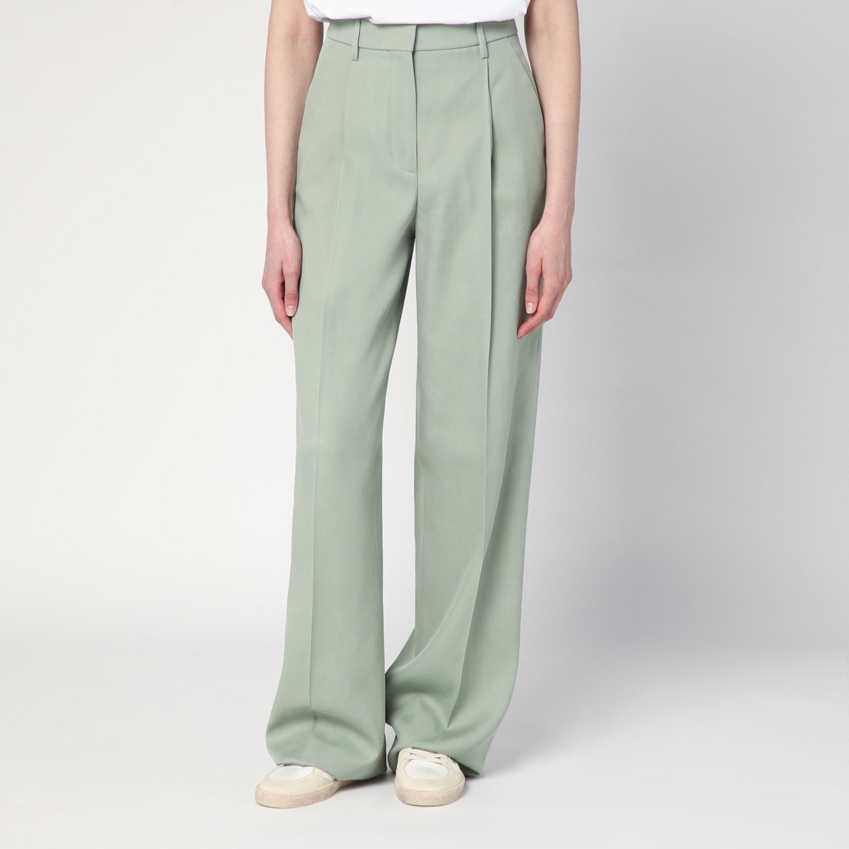 Golden Goose Wide-leg light green wool trousers Golden Goose