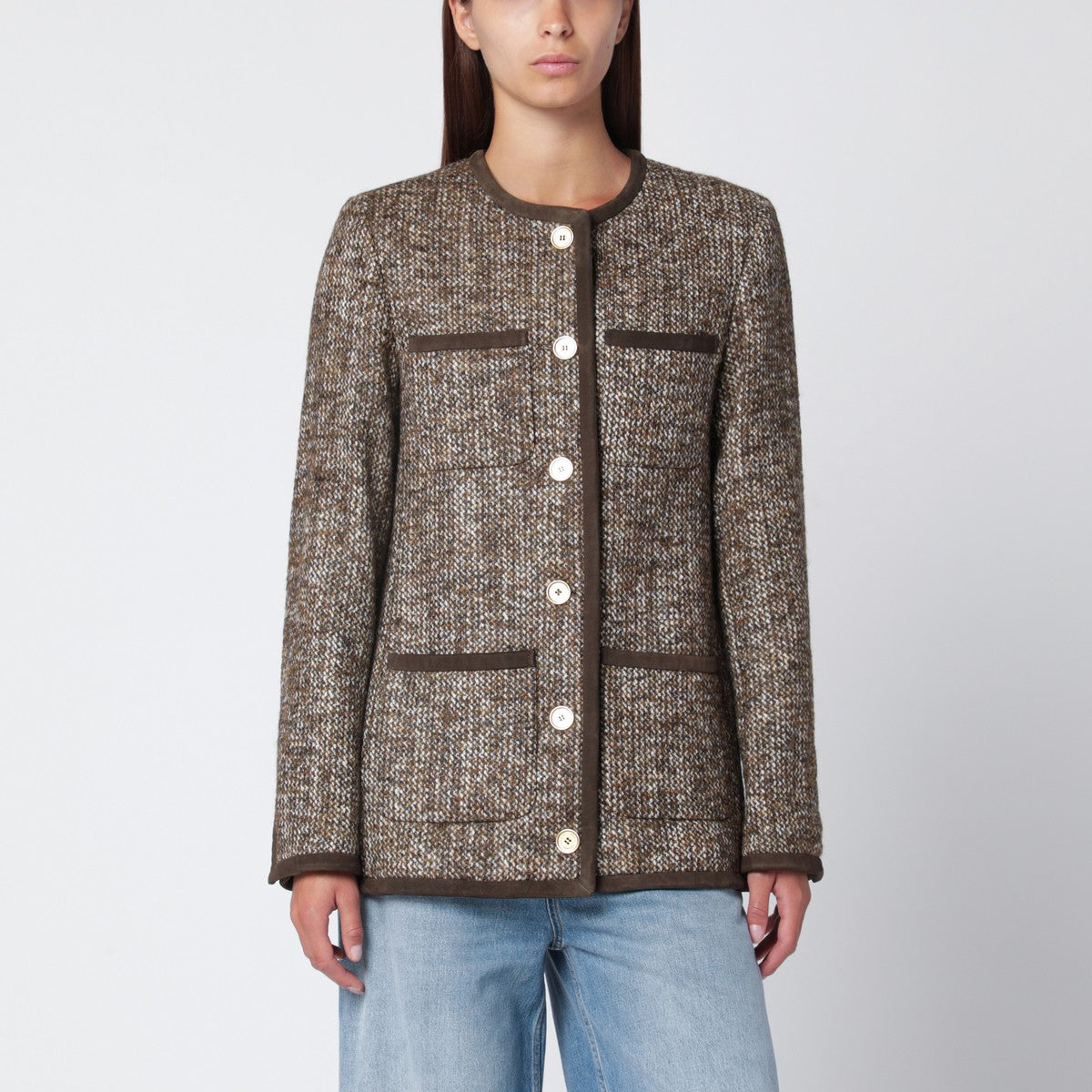 Golden Goose Coffee-colored wool tweed jacket Golden Goose