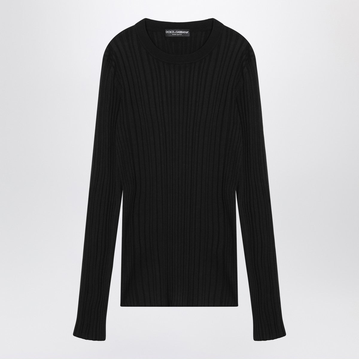 Dolce & Gabbana Dolce&Gabbana Black ribbed silk and cotton sweater Dolce & Gabbana