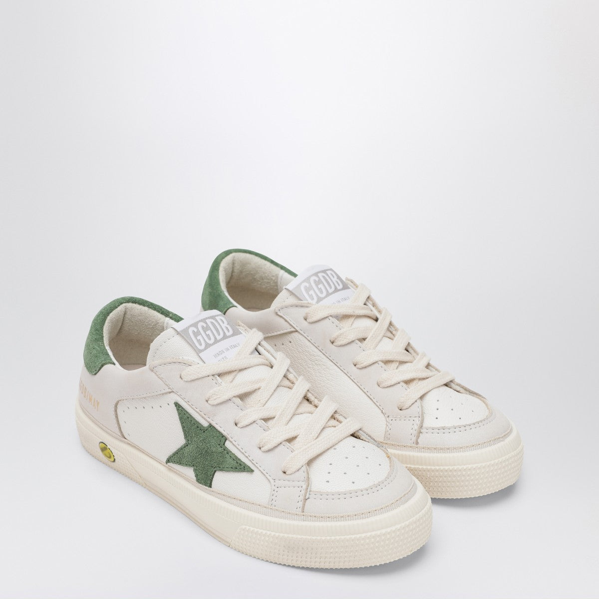 Golden Goose White/beige leather and green suede Super-Star sneakers Golden Goose