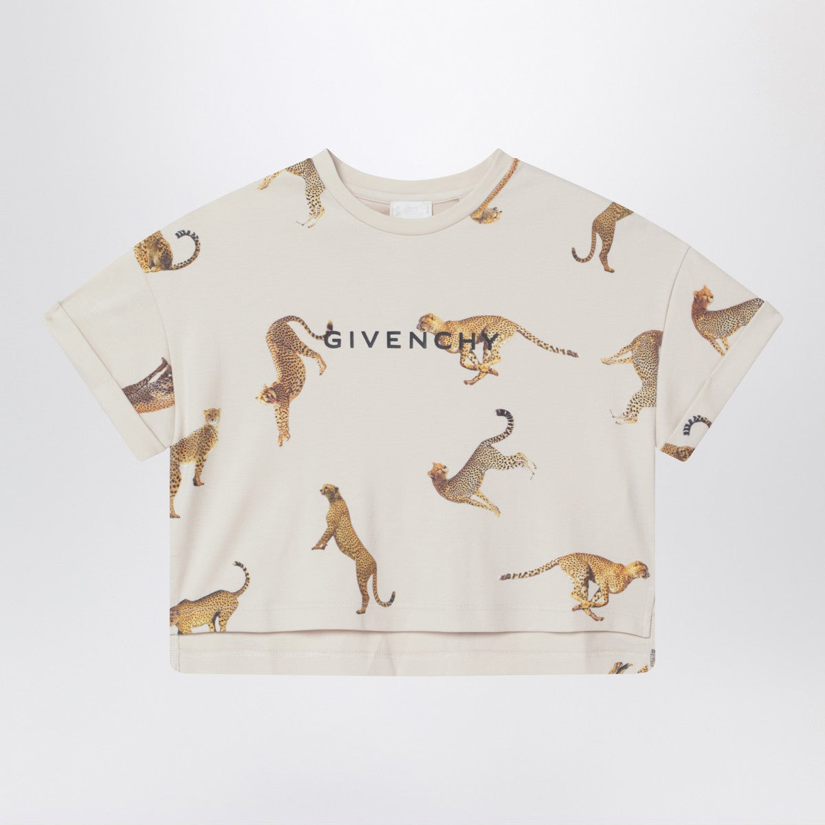 Givenchy Cream crop T-shirt with leopards Givenchy