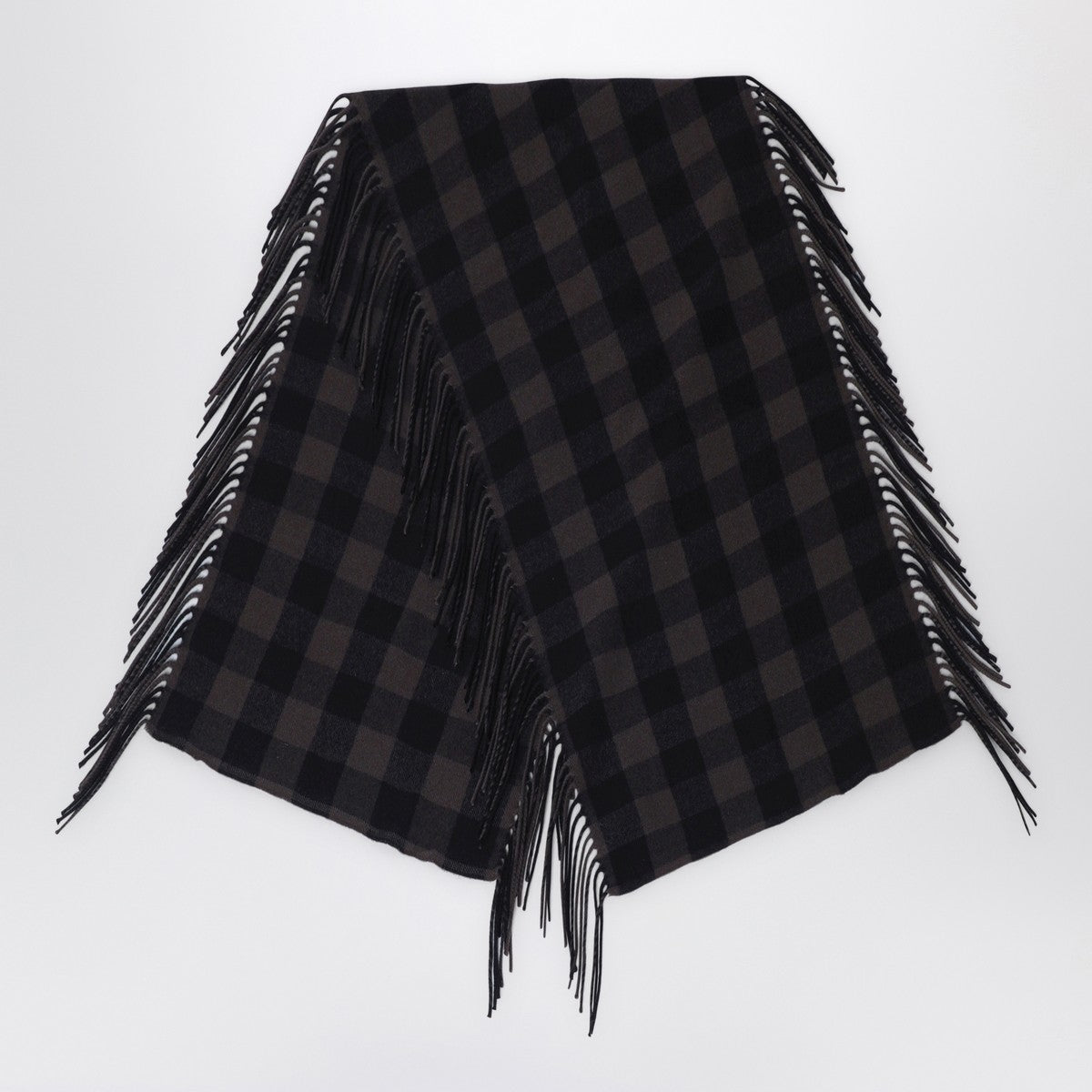 Destin Brown check wool and cashmere shawl Destin