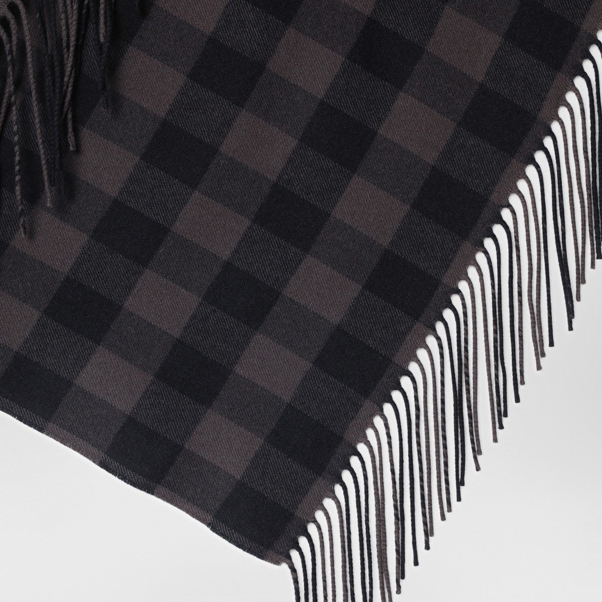 Destin Brown check wool and cashmere shawl Destin