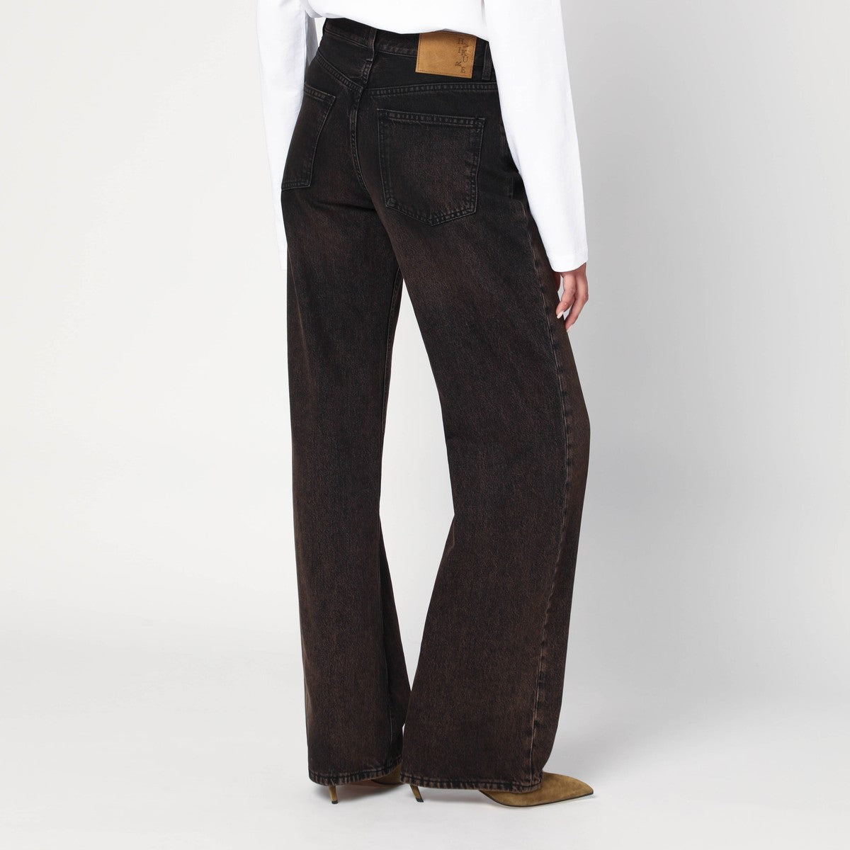 HAIKURE Brown vintage effect Korea jeans Haikure