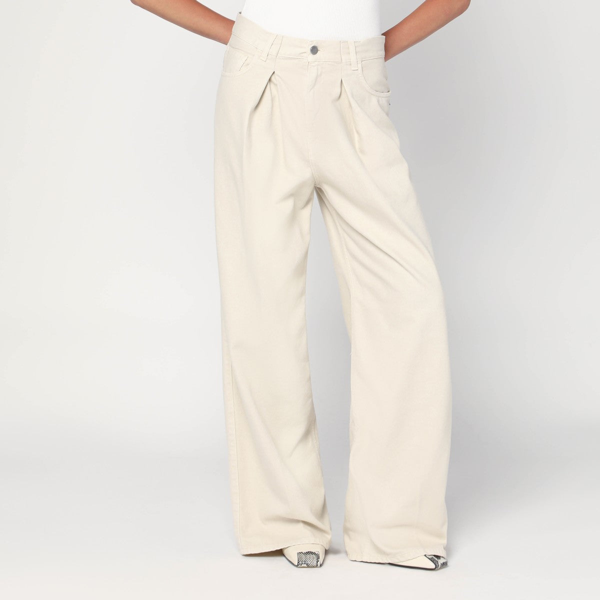 HAIKURE Wide ecru corduroy trousers Haikure