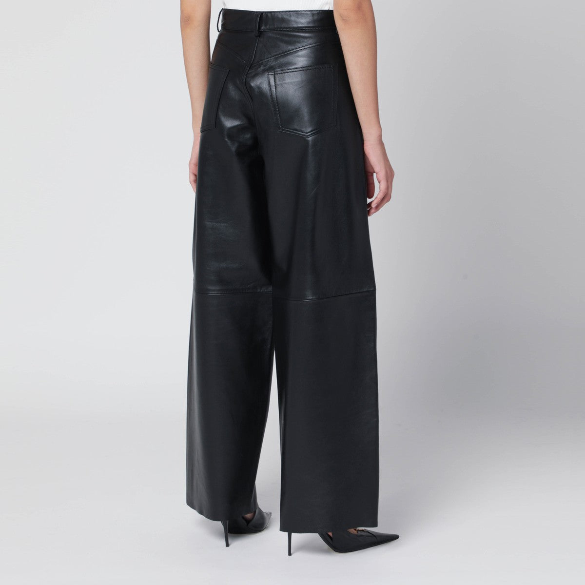 HAIKURE Wide black leather pants Haikure