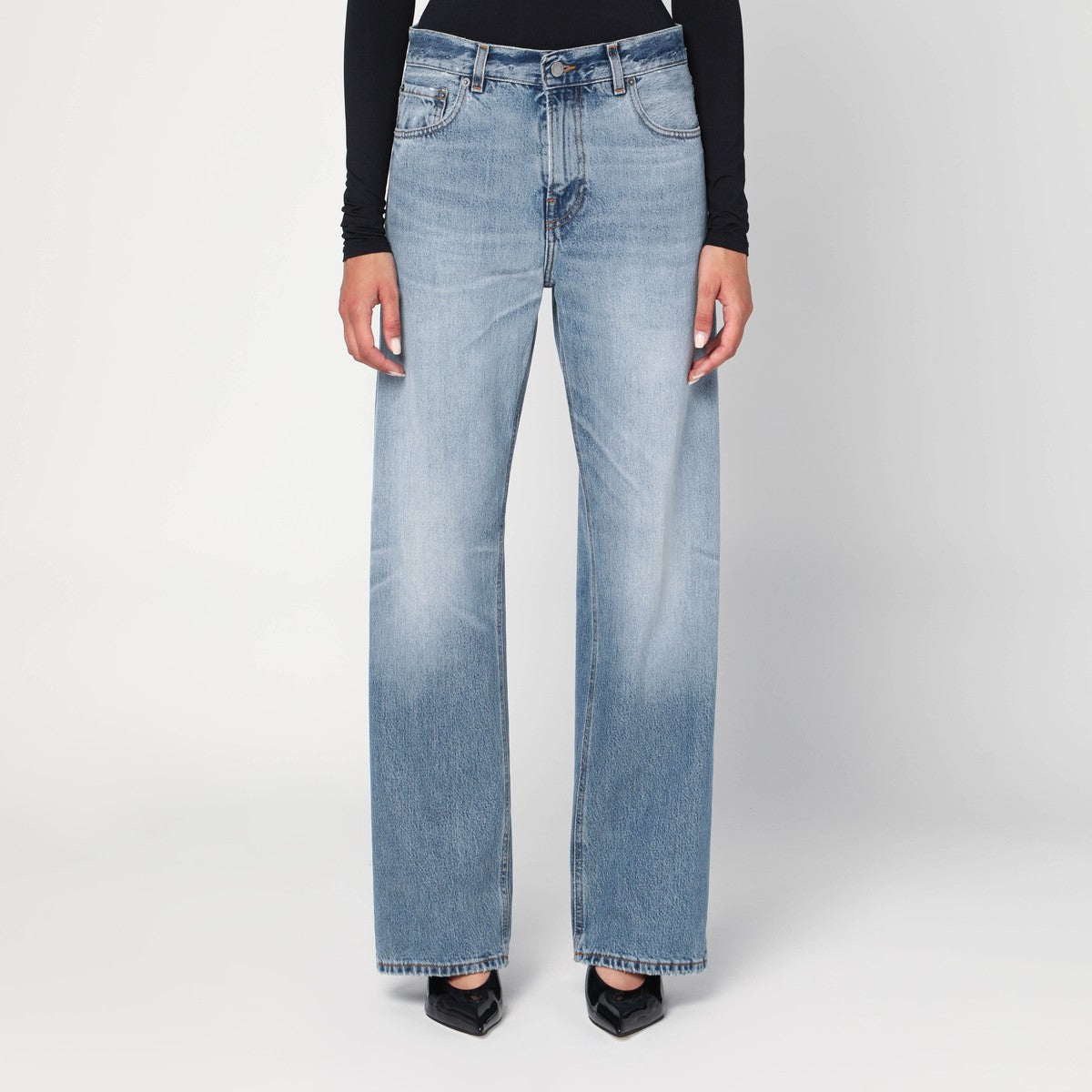 HAIKURE Wide blue washed effect jeans Haikure