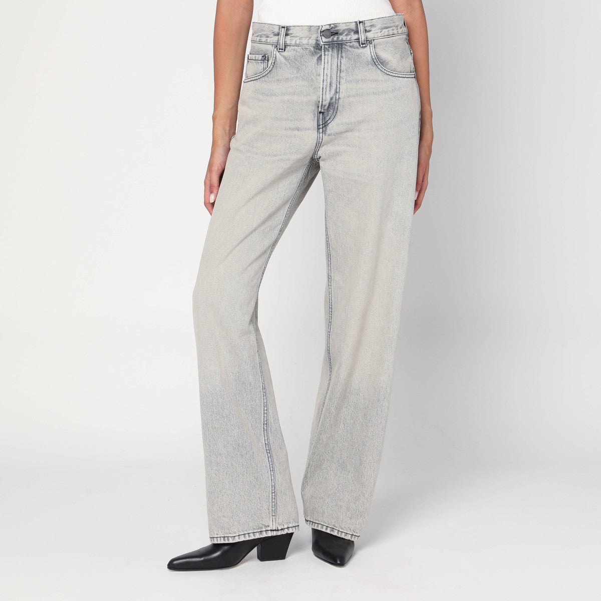 HAIKURE Wide pearl grey washed effect jeans Haikure