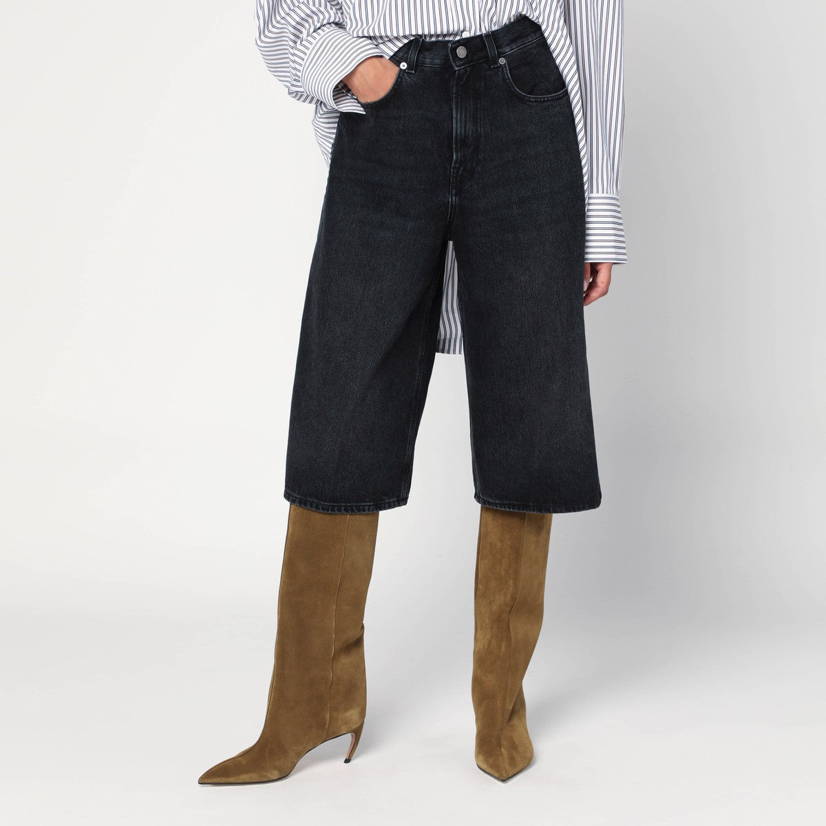 HAIKURE Wide Belle black denim bermuda Haikure